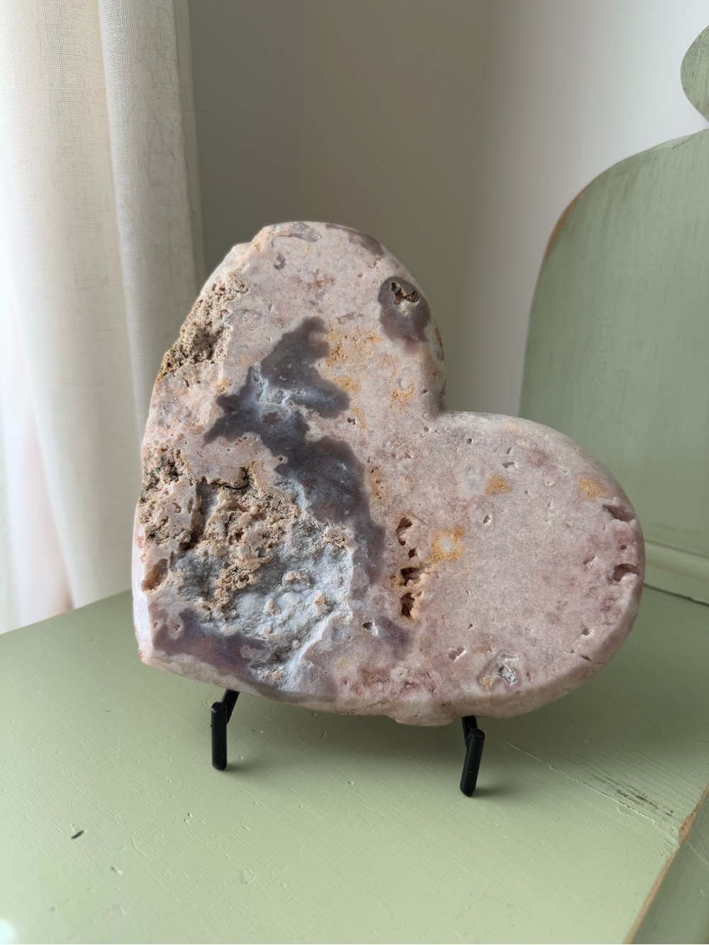 Pink Amethyst Heart Shaped Crystal Geode Decorative Sculpture - Picture 2 of 9